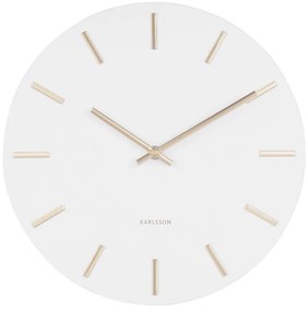 Biały zegar ścienny ze wskazówkami w kolorze złota Karlsson Charm, ø 30 cm
