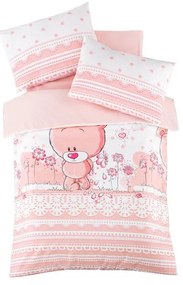 Różowa pościel dziecięca do łóżeczka z bawełny renforcé z prześcieradłem/4-częściowa 100x150 cm Pinky – Mijolnir