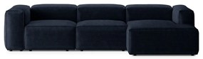 Ciemnoniebieski sztruksowy narożnik (prawostronny/z szezlongiem) Bergamo – Cosmopolitan Design