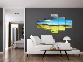 Obraz - Zielony krajobraz ze wzgórzami (125x70 cm)