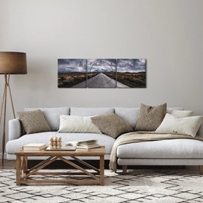Obraz drogi na pustyni (z zegarem) (90x30 cm)