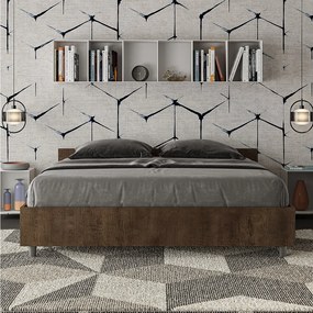 Łóżko wyposażone w stelaż z listwami z pojemnikiem 160x190 Orzech Nuamo