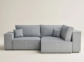 Szary sztruksowy rozkładany/ze schowkiem narożnik (prawostronny/w kształcie litery L) Tonga – Maison de Rêve