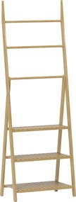 HOMCOM 3-poziomowy regał łazienkowy, 3 uchwyty na ręczniki, rama bambusowa, w kształcie litery A, półki szczebelkowe