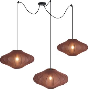 Lampa wisząca Japandi brązowa 50 cm 3-źródła światła - Plu