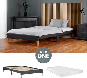 Tapicerowane łóżko 90x200 cm szare Slatts