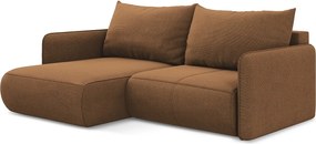 Narożnik lewostronny z funkcją spania - z tkaniny strukturalnej - terakota - NANEA