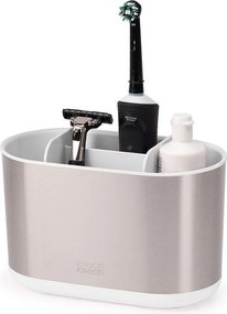 Stojak na szczoteczki do zębów ze stali nierdzewnej w kolorze srebra Duo Steel – Joseph Joseph