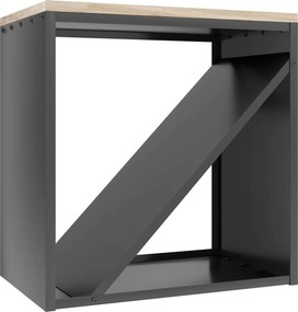 Outsunny 2-w-1 regał na drewno kominkowe do wnętrz 58 x 36 x 60 cm, podwyższony regał z przegrodą, metal, czarny