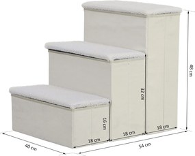 PawHut Schody dla Zwierząt Schodki Składane z Schowkiem MDF Biały 40x54x48 cm | Aosom PL