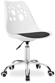 Biały fotel obrotowy z czarną poduszką S6-H77