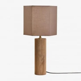 Lampa Stołowa Z Drewna Mango Carolina Drewno Mango & Brown Moka Ø30 Cm Tenerife - Sklum