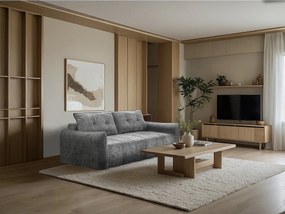 Prosta sofa w tkaninie teksturowanej "Silvano" - 3-osobowa - szara