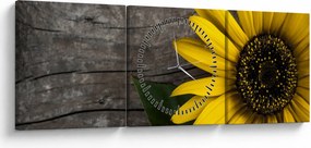 Obraz - Kwiat słonecznika (z zegarem) (90x30 cm)