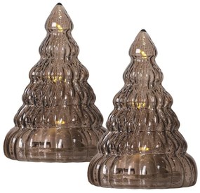 Ciemnobrązowe dekoracje świetlne zestaw 2 szt. na baterie ø 6,5 cm Lucy Tree – Sirius