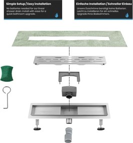 Odpływ liniowy 120 cm, stal nierdzewna, odporny na korozję