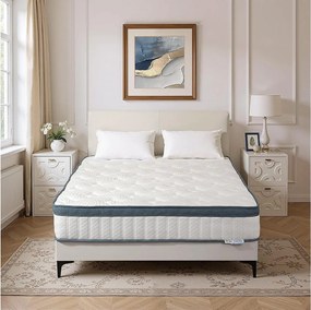 Materac 160 x 200 cm, wysokość 22 cm, materac sprężynowy kieszeniowy, średnia twardość H3, materac sprężynowy z pianką z pamięcią kształtu w żelu