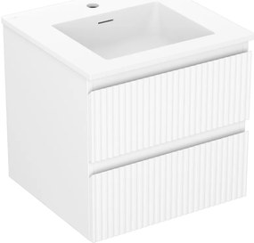 Mexen Rivel szafka łazienkowa 50 cm z umywalką Otis, 2 szuflady, ryflowana , biała mat - 91A20-05047-2-BFF01-W18M01