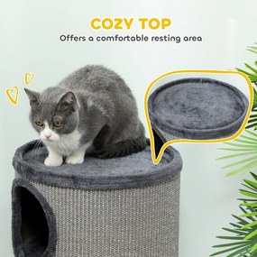 PawHut Drapak dla Kota 3 Poziomy Mata Sizalowa Szary Stabilny i Trwały 38x38x70cm Idealny dla Kotów | Aosom PL