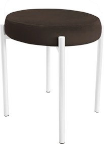 Taboret DIOR stelaż metalowy tkanina Welur : Kolor Stelaża - Biały, Kolor tkaniny - VELVET - MG05, Typ tkaniny - Velvet