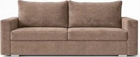 Sofa z Funkcją Spania DRAVOS Ciemnobeżowa Sztruksowa Nowoczesna