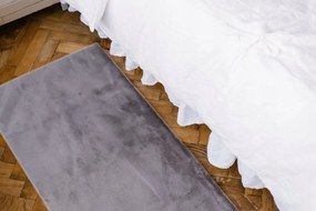 Dywan Futrzany Szary 70x130 cm Włochaty Miękki Dekoracyjny Antypoślizgowy