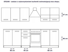 Zestaw kuchennych mebli Stejar - biały połysk