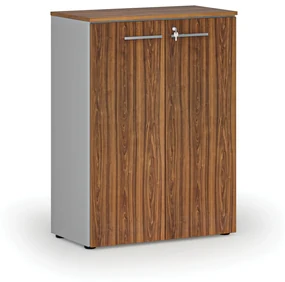 Szafa biurowa z drzwiami PRIMO GRAY, 1087 x 800 x 420 mm, szary/orzech