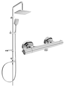 Mexen Sven zestaw prysznicowy natynkowy z deszczownicą i baterią prysznicową termostatyczną Slim, chrom - 77105262-00