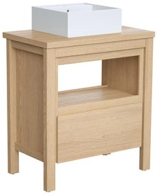 Szafka łazienkowa pod umywalkę stojącą - Okleina dębowa - 80 cm - COSMOTI