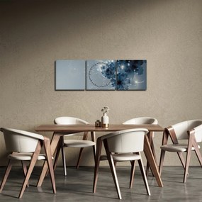 Obraz - Delikatne kwiaty (z zegarem) (90x30 cm)