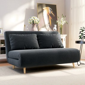 HOMCOM Sofa z funkcją spania, łóżko dla gości, 3-stopniowe regulowane oparcie, wygląd sztruksu, do 120 kg, 141 x 90 x 81 cm, Ciemnoszary