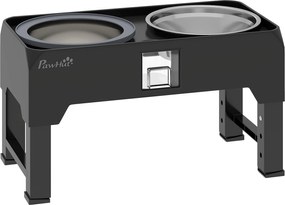 PawHut Podwyższona Miska dla Psa Regulowana Miska z 2 Miskami dla Małych i Dużych Psów Czarna | Aosom PL