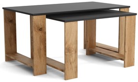 Stoliki kawowe ZESTAW STOLIKÓW 90+65cm MORI Dąb Wotan/Czarny