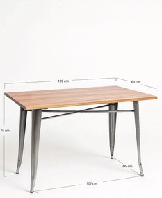 Prostoktny stó z naturalnego drewna Torix 120 x 60 cm