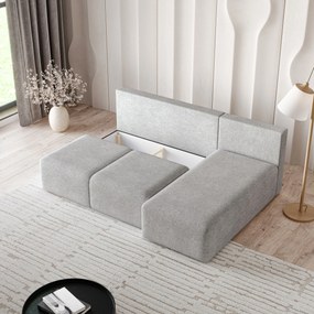 Masseno Narożnik TRAMA z funkcją spania i pojemnikiem na pościel Narozniki L, Rozkładana sofa - Jasnoszary, NEVE 83