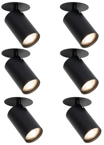 Zestaw 6 nowoczesnych reflektorów wpuszczanych czarnych GU10 50mm - Chels