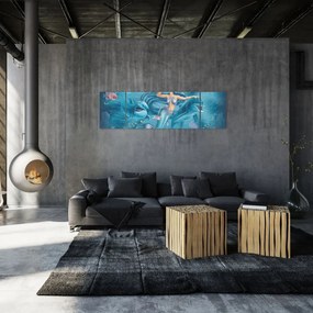 Obraz - Syrenka z delfinami (170x50 cm)