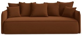 Aksamitna rozkładana/ze schowkiem sofa w kolorze terakoty 225 cm Hula – Makamii