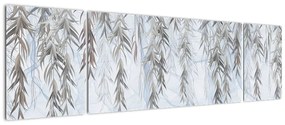 Obraz - Gałązki wierzby na niebieskim tle (170x50 cm)