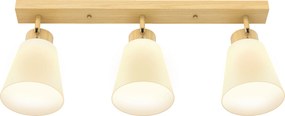 HOMCOM Lampa sufitowa LED 40W, lampa sufitowa z podwójnym montażem i regulowanymi głowicami 90° z 3 gniazdami E27, drewno naturalne