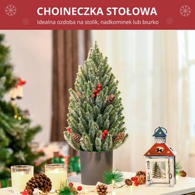 Sztuczna choinka na stół, 170 gałązek, ośnieżona, PE PVC, kolor zielony | Aosom PL