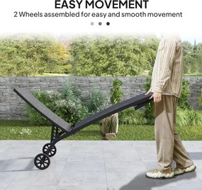 Outsunny Leżanka Ogrodowa z Regulowanym Oparciem w 5 Pozycjach, Oddychający Materiał, Rama Aluminiowa, Czarna, 195 x 66 x 34 cm