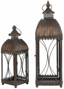 Zestaw metalowych latarni Romance, 2 szt., miedź