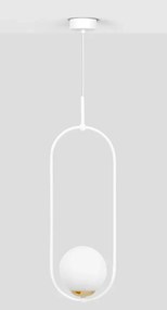 Biała metalowa lampa wisząca ze szklanym kloszem - 14X A488 D1-C10