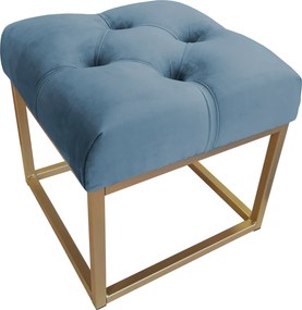 Pufa CHESTERFIELD tkanina Welur loft ławka podnóżek metal : Kolor Stelaża - Złoty, Kolor tkaniny - VELVET - MG33, Typ tkaniny - Velvet