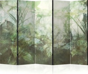 Parawan pokojowy 5-częściowy 225x172 Dwustronny dekoracyjny boho botaniczny Mgła Tropikalnego Ogrodu