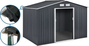 Metalowa szopa ogrodowa - "Vegas" - 8,83 m² z rynną - Szara