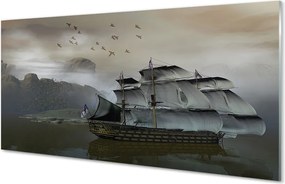 Szkło do Kuchni na Ścianę Statek u Podnóża Gór