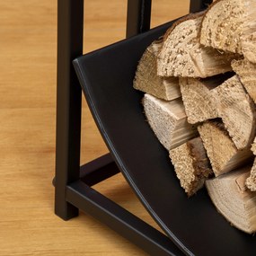 Outsunny Regał na Drewno, Sceneria z Drzewem i Niedźwiedziem, Metalowa Konstrukcja, Podniesiona Płaszczyzna, 42x33,5x43 cm, Czarny